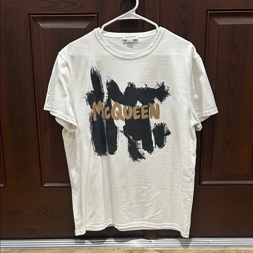 Alexander McQueen White and Black Graphic Tee